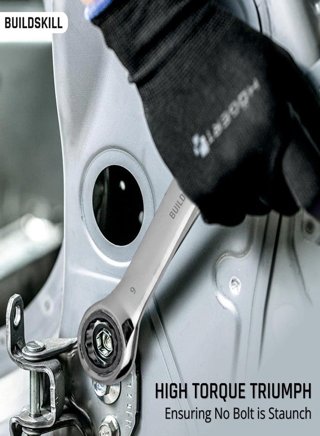 BUILDSKILL مفتاح ربط بسقاطة من الكروم والفاناديوم من BUILDSKILL، مقاس 9 مم - مفتاح ربط مطلي بالكروم المصقول، مقاوم للصدأ، ذو عزم دوران عالٍ للأماكن الضيقة - مفتاح ربط متين لإصلاح السيارات والمنازل - Image 3